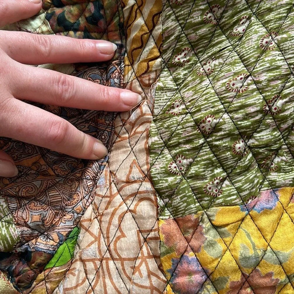 Quilted Patchwork Reversible Jacket floral paisley multicoloured boho size small - Picture 11 of 11